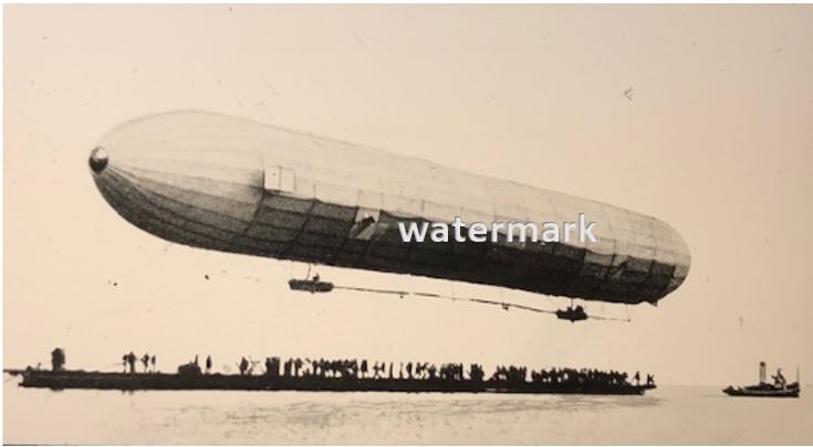 1900 First Zeppelin Flight / Glass Slide Photo