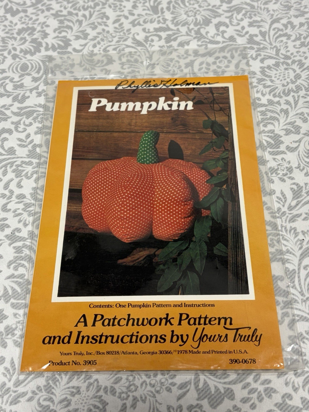 Stuffed Pumpkin Patchwork Yours Truly sewing pattern 3905 New 7.25 inch