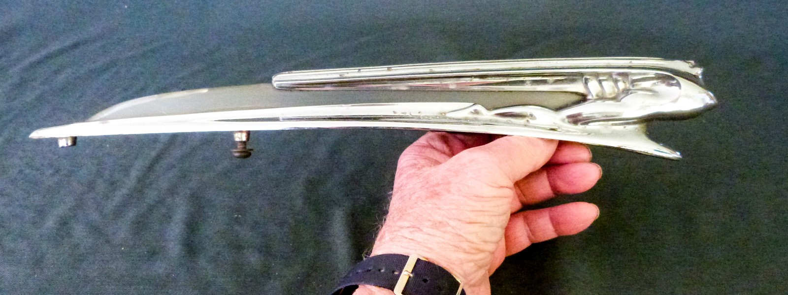 vintage 1940's DeSoto Flying Goddess Winged Lady W/  lucite center Hood Ornament
