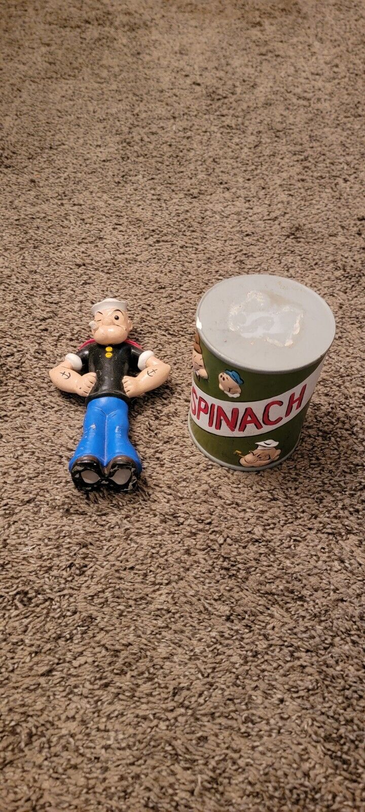 Vintage 1975 King Syndicate Popeye Spinach Can Ceramic Coin Bank.