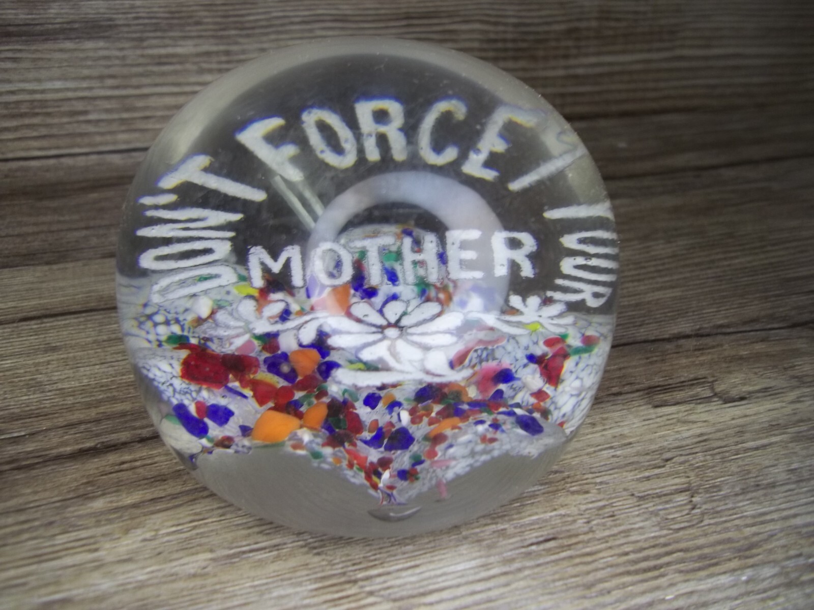 Lucite  Mother's day paperweight MCM 