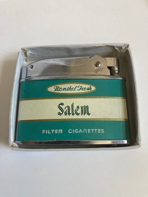 Vintage Salem Cigarette Penguin Lighter with Zenith Lighter Box