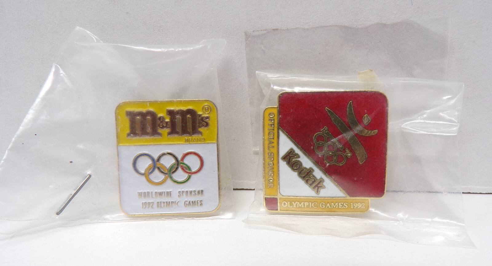 1992 Olympic Games Official Sponsor Hat Lapel Pin Lot of 2 Kodak & M&M\'s