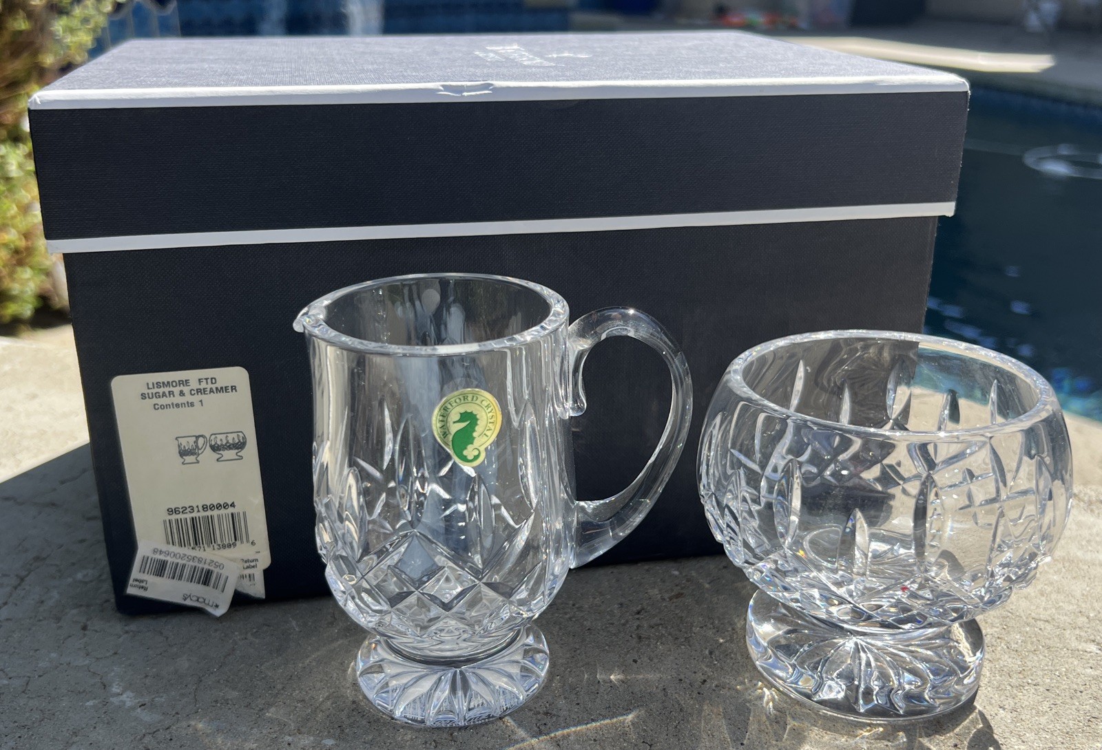 Waterford Crystal Lismore Footed Sugar Creamer Set NIB