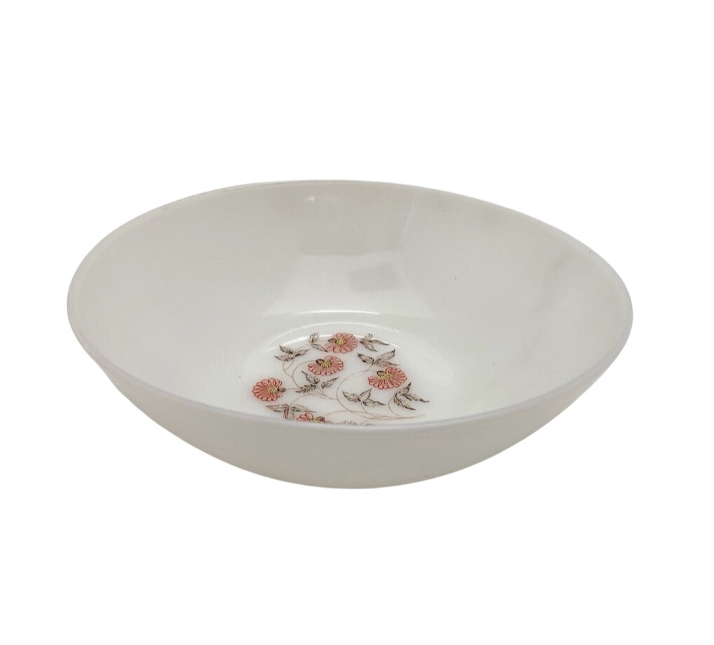Antique Collectible White Glass Fire King Fleurette Pattern Replacement Bowl 8”