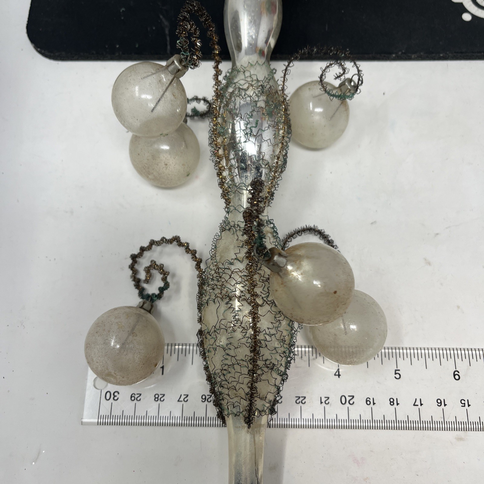 Antique Christmas Tree Topper Copper ?  Wire Wrapped  Mercury Glass 13” Read