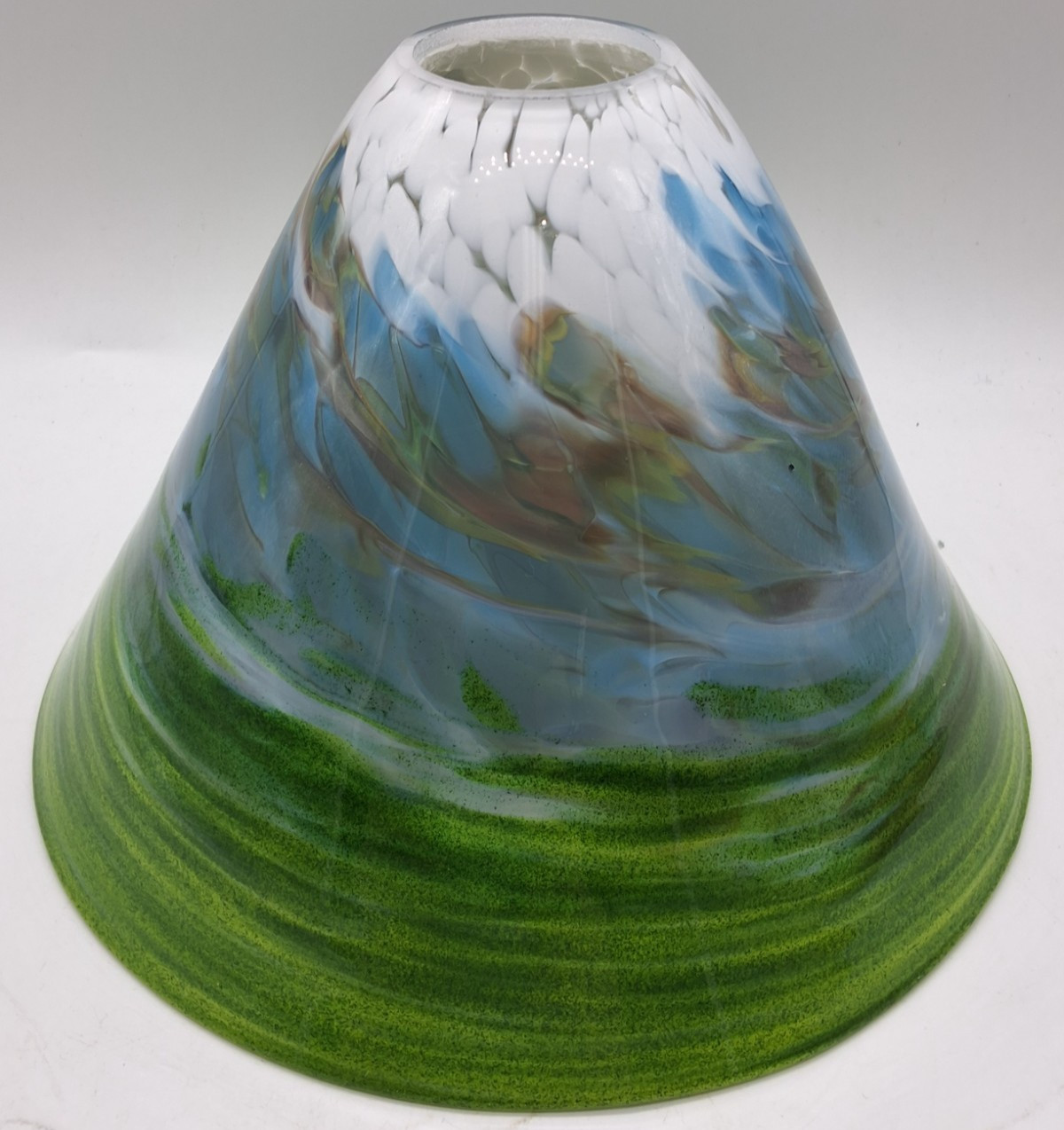 Murano Hand Blown Art Glass Lamp Shades Blue & Green/White Swirl 8¼ Murano Hand Blown Art Glass Lamp Shades Blue & Green/White Swirl 8¼