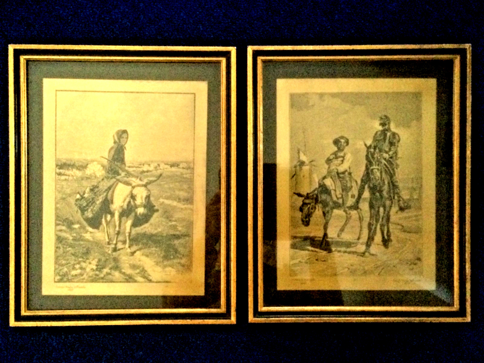 Lot X2 VTG.1857Mexico Engraving/Bronze Coleccion Fam.Aranda E.Velz D.Quixote etc
