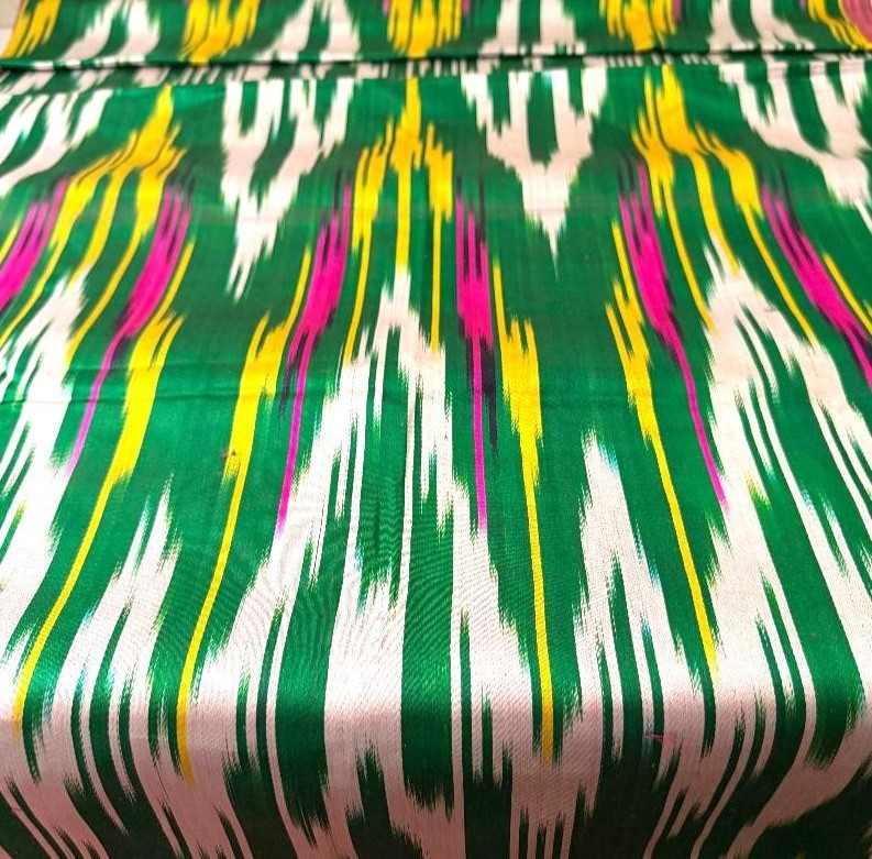 AUTHENTIC UZBEK KHAN ATLAS SILK BLEND FABRIC- TRADITIONAL FABRIC OF CENTRAL ASIA