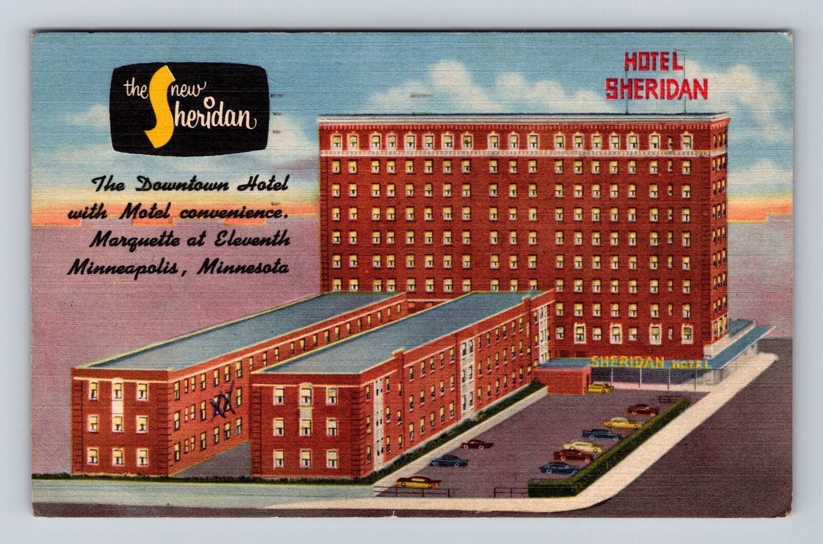 Minneapolis MN-Minnesota, Hotel Sheridan Advertising, Vintage c1958 Postcard