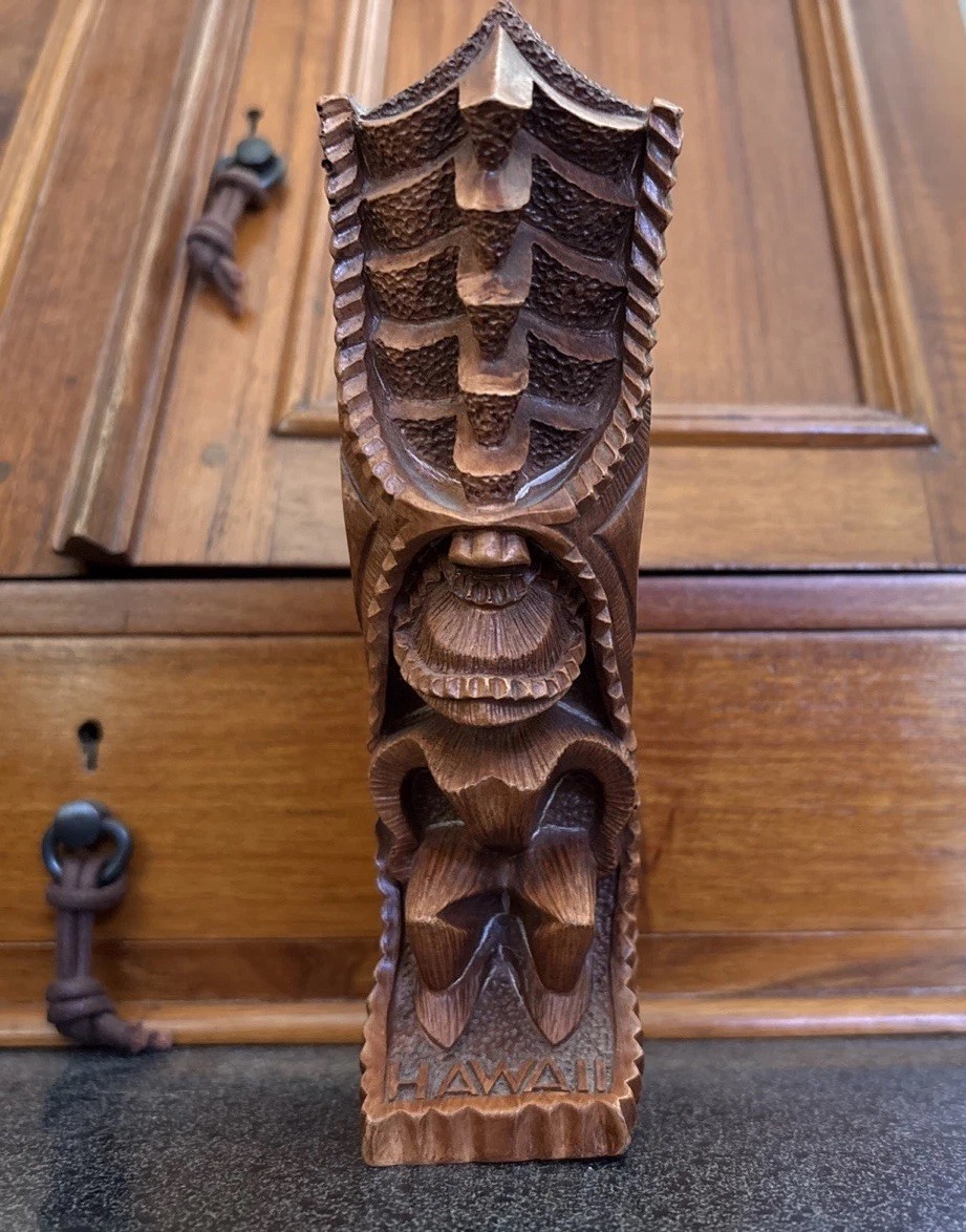 VTG Coco Joe\'s Hawaii Figure Statue Long Life Tiki 26-039 Hapa Wood