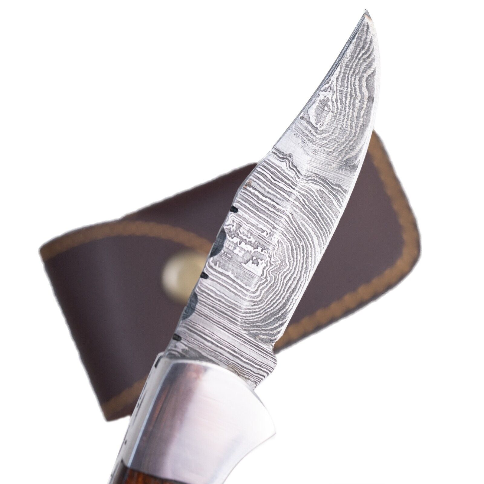 Damascus Steel Pocket Knife Folding Blade 6.5