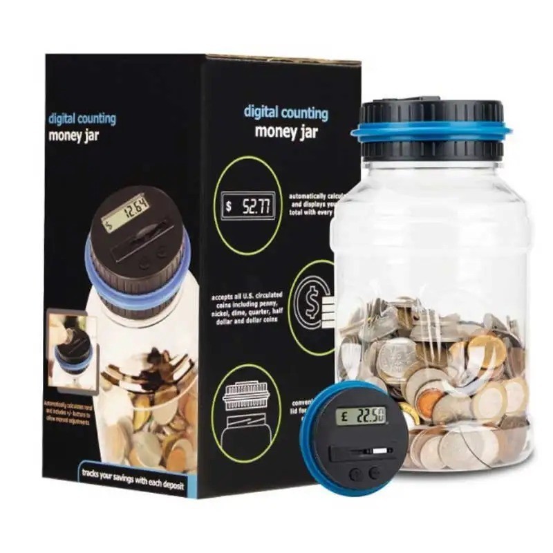 Digital Coin Counting Piggy Bank 1.8 L Vcertcpl LCD US Coins Jar – Auto‑Counter