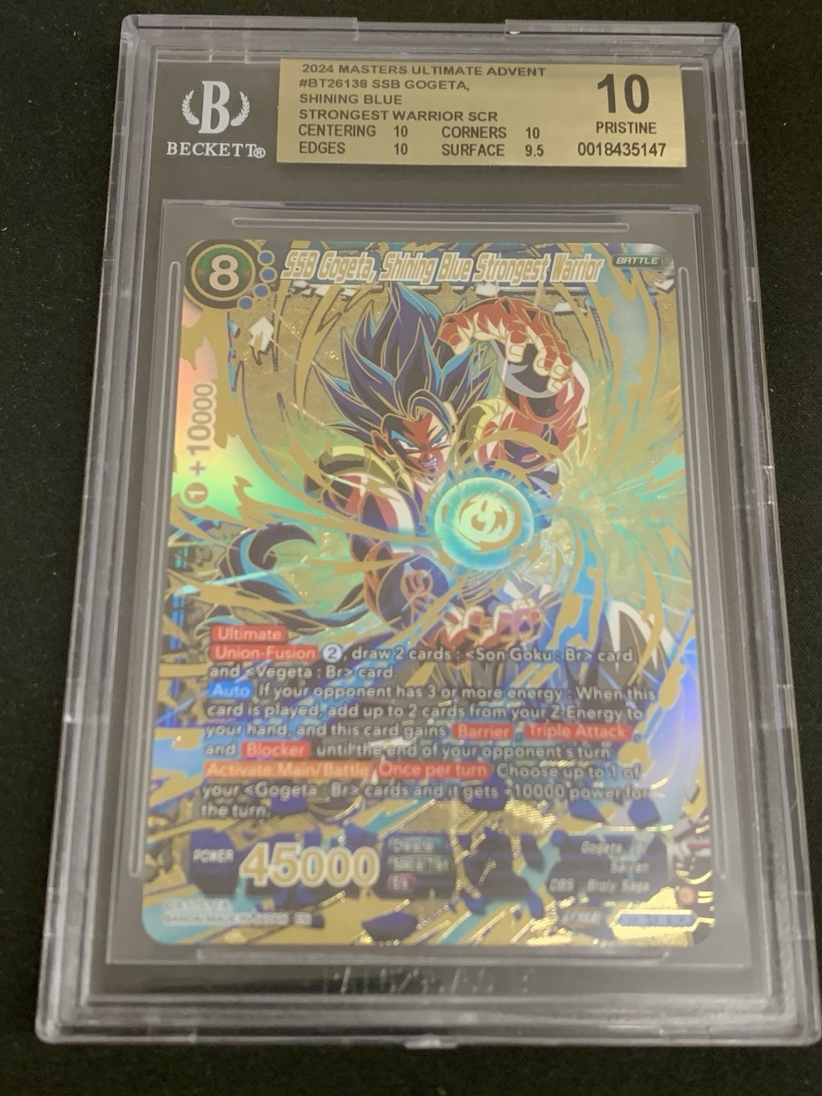 DRAGON BALL TCG BGS 10 SSB GOGETA , SHINING BLUE BT26-138 SCR - 2024 ENG ENG ENGLISH