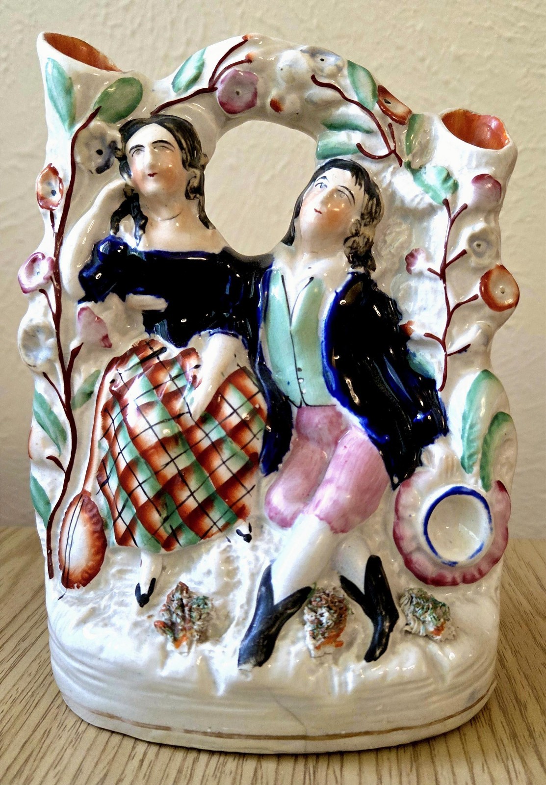 Antique Victorian Staffordshire ceramic spill vase