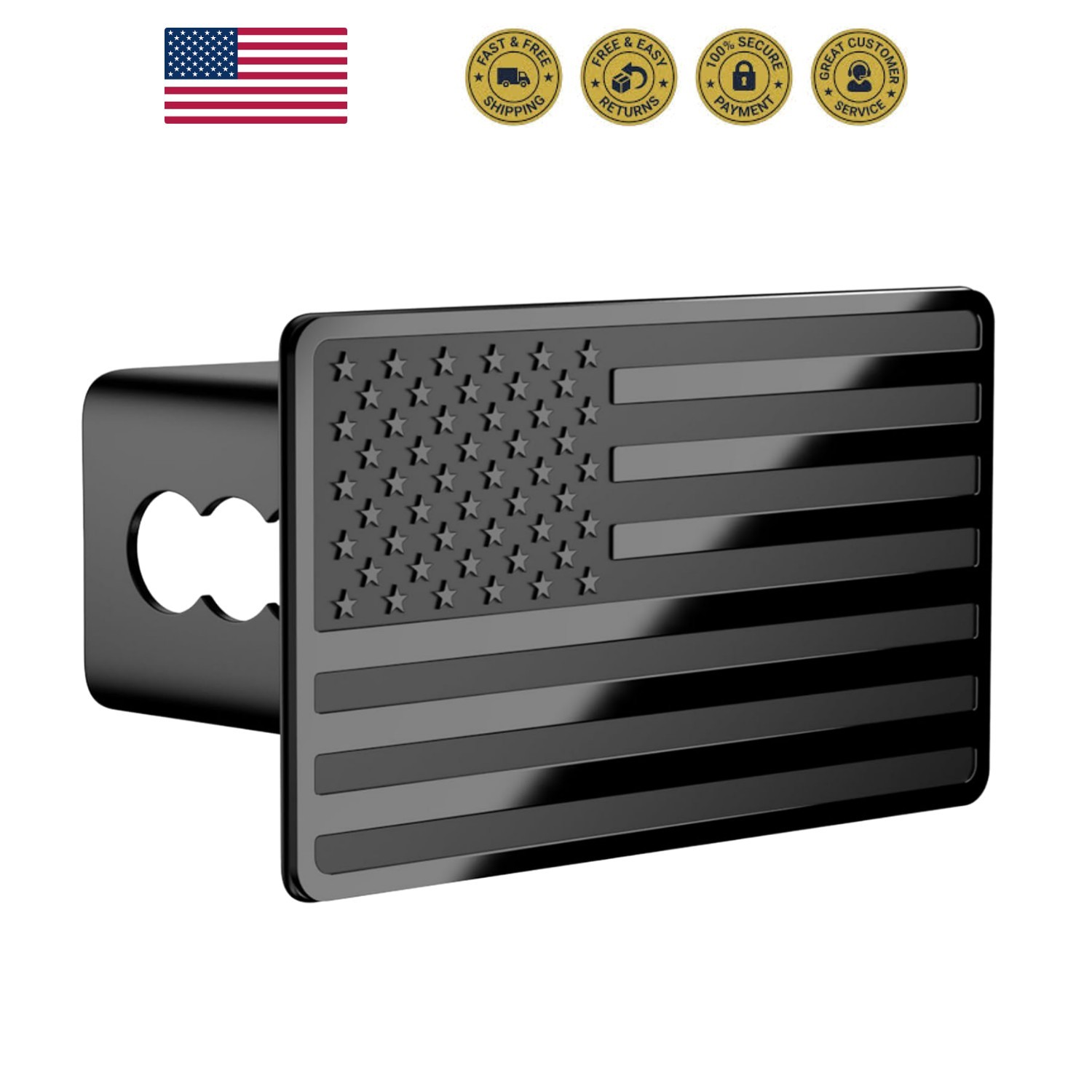 Trailer Hitch Cover for 2 Inch Receivers, Heavy Metal American Flag Hitch Cov... Trailer Hitch Cover for 2 Inch Receivers, Heavy Metal American Flag Hitch Cov...
