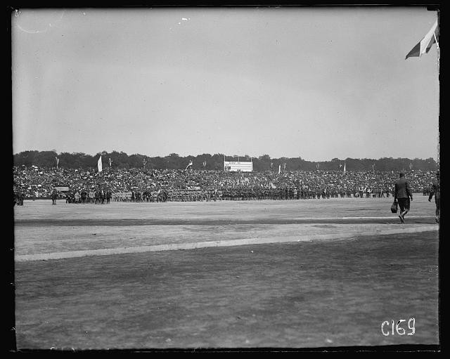 Pershing Stadium Inaugural Ceremonies 1919 Bleachers North Half Field
