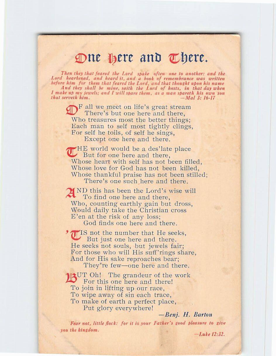 Postcard One Here & There Poem by Benj H. Barton
