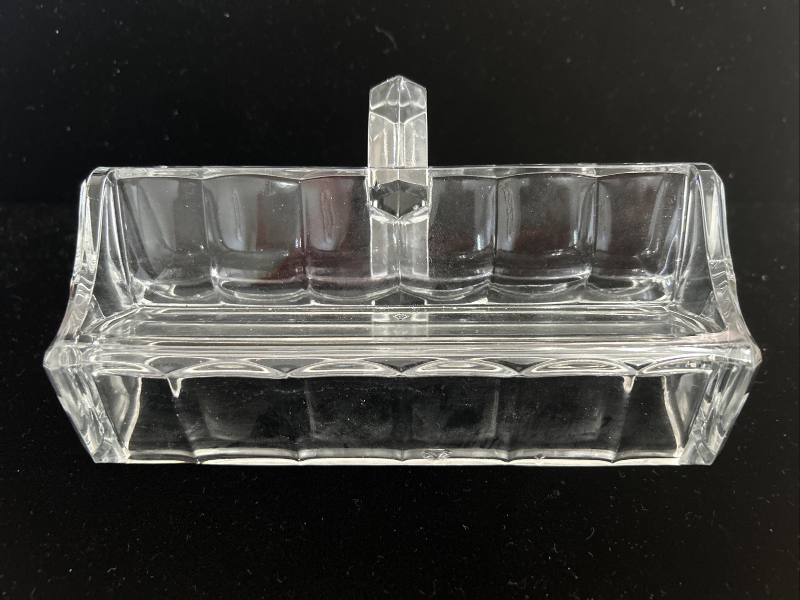C. 1905 - 1935 Heisey Elegant Glass Wide Flat Panel Domino Sugar Cube Holder 