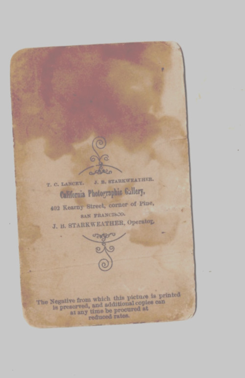 CALIFORNIA PHOTOGRAPHIC GALLERY, J B STARKWEATHER,SAN FRANCISCO 1867-68,CHILDREN