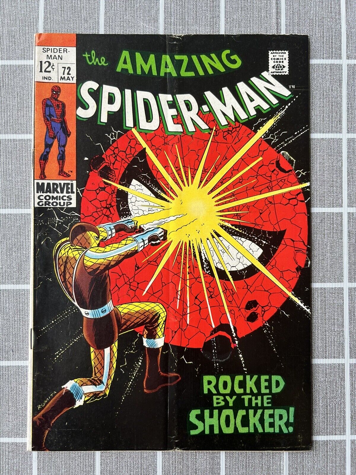 The Amazing Spider Man #72 Rocked By The Shocker Fine - V/F Vintage Marvel 1969