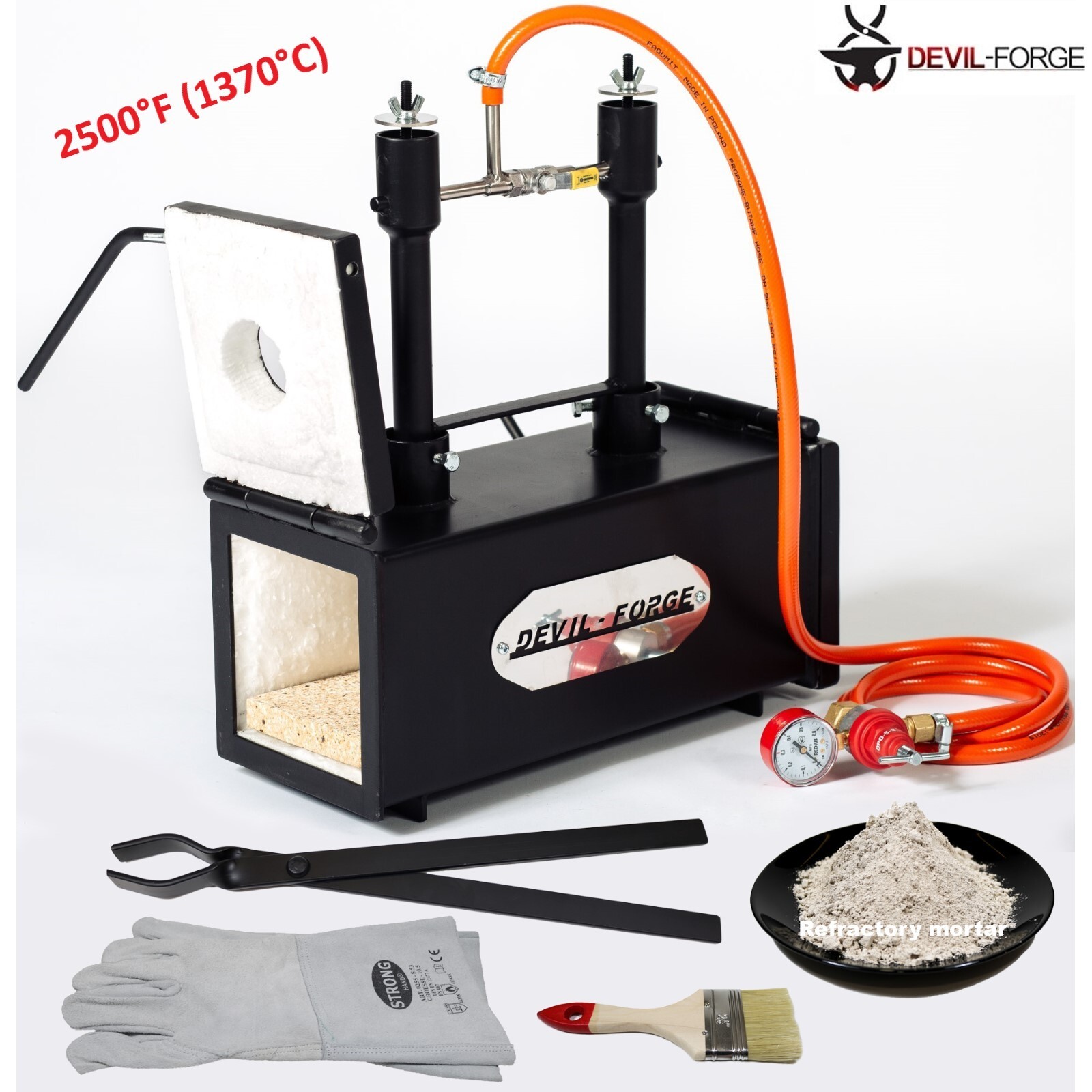 DEVIL-FORGE DFPROF2+2D Gas Propane Forge Farrier Burner Kiln +Tongs USA (NEW)