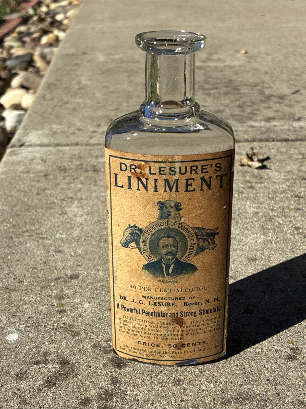 Antique Bottle Dr Leisure’s Liniment For Farm Animals Nice 1900s