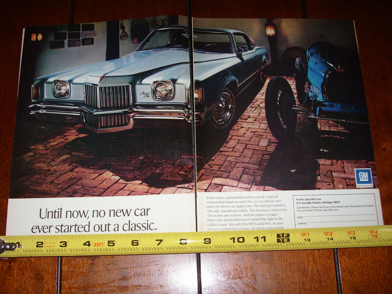 1971 PONTIAC GRAND PRIX - ORIGINAL 2 PAGE AD
