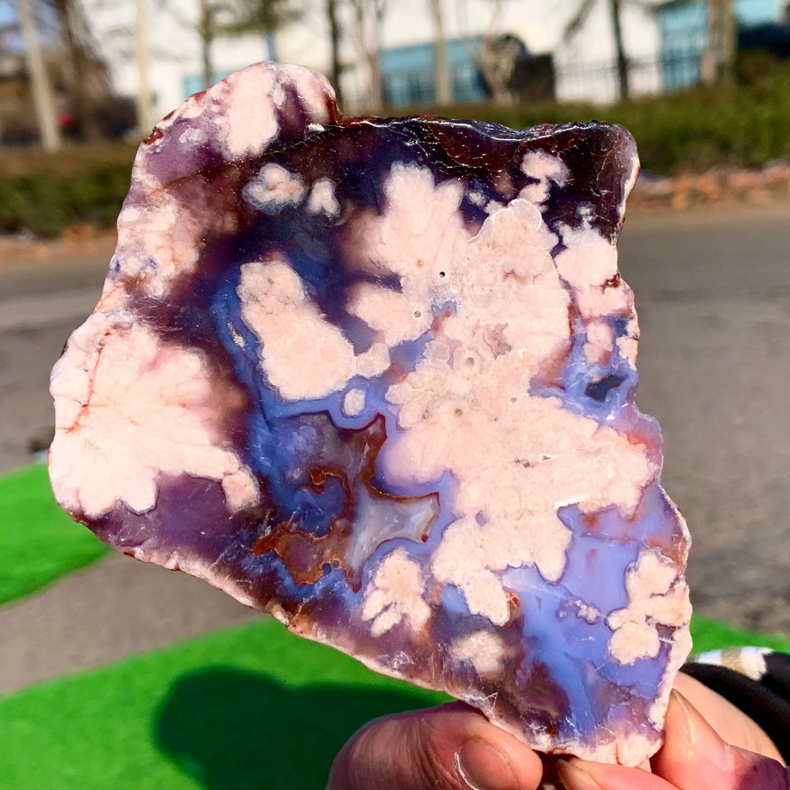 140G Natural Blue Cherry Blossom Agate Crystal Quartz Body Healing