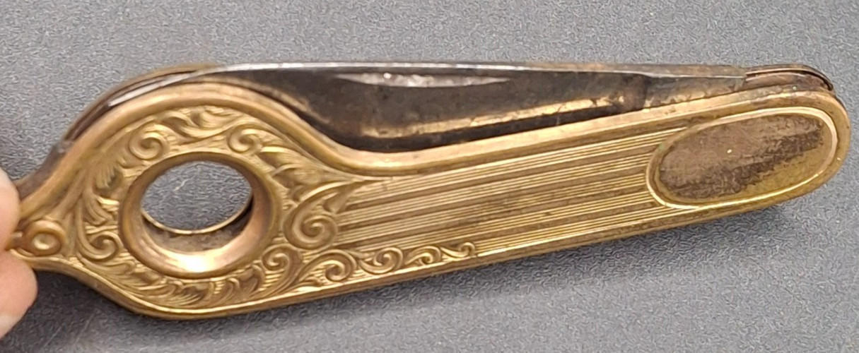 Antique Miller Pocket Knife Cigar Cutter Gold Filled Watch Fob Folding Blade