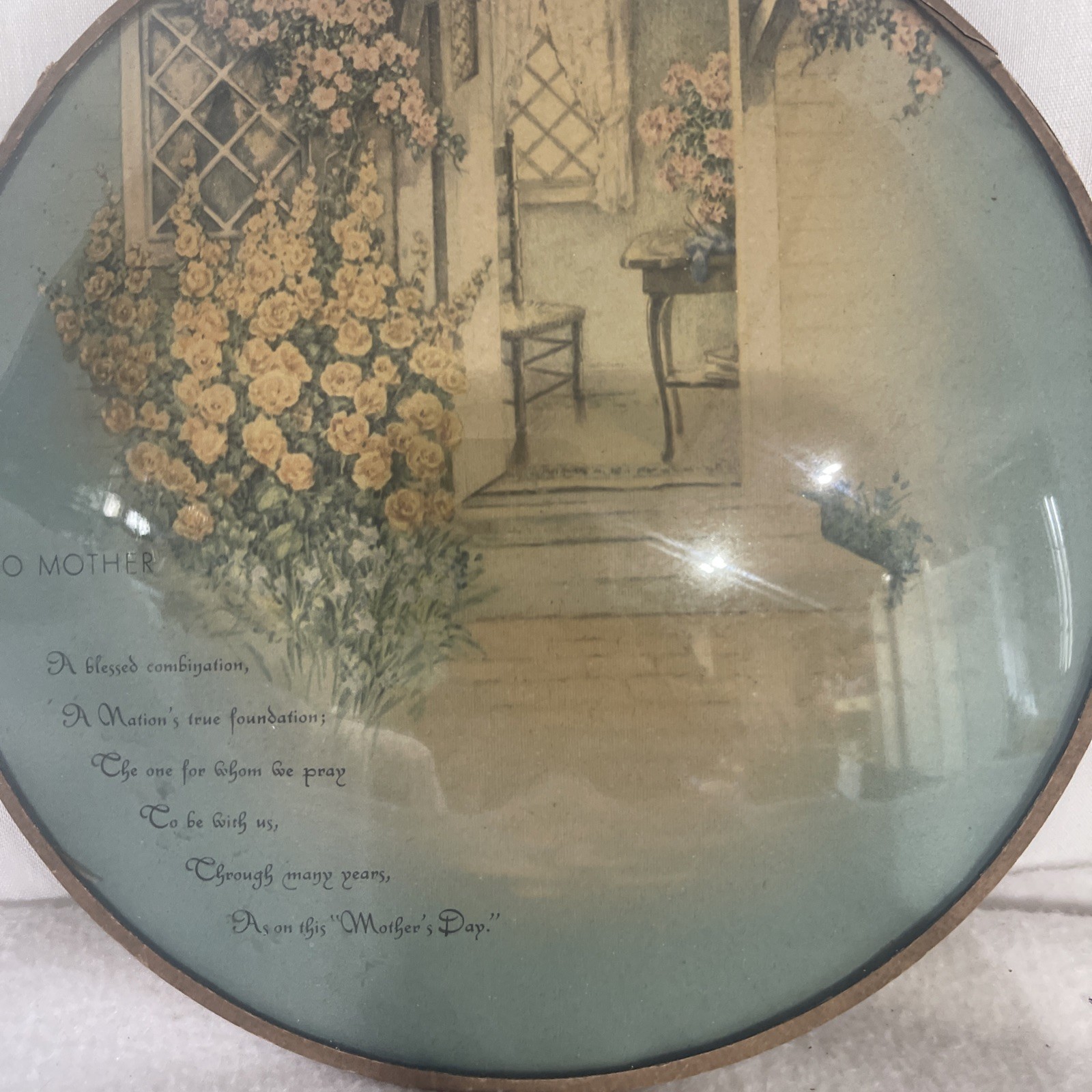 Round Bubble Glass Framed To Mother Poem Wall Decor 9” Round Bubble Glass Framed To Mother Poem Wall Decor 9”