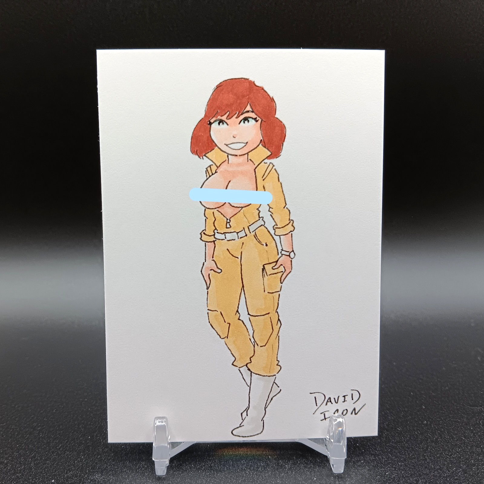 Original APRIL O'NEIL Pinup Artist Sketch Card 1/1 - David Icon - PSC - ATC TMNT