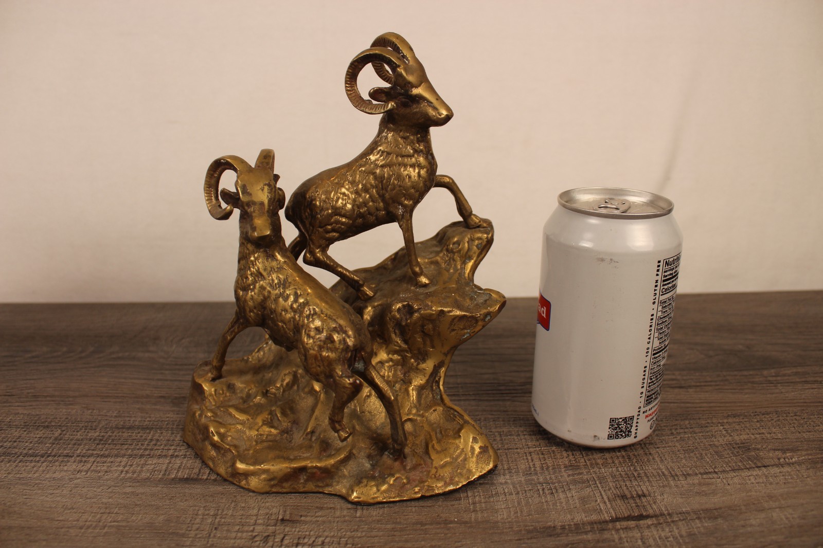 MCM VTG Solid Brass Bighorn Mountain Rams Statue Sculpture Figurine Heavy 8\