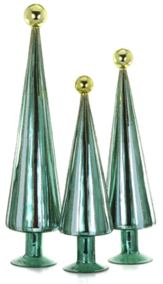 Cody Foster Christmas Vintage Style Green Carnival Trees-Set of 3