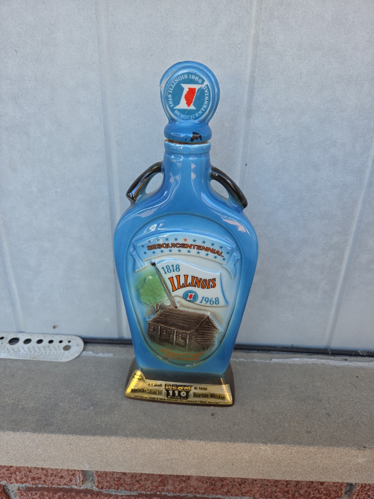 Vintage 1968 Jim Beam Bourbon Whiskey ILLINOIS SESQUICENTENNIAL 110 Months Old