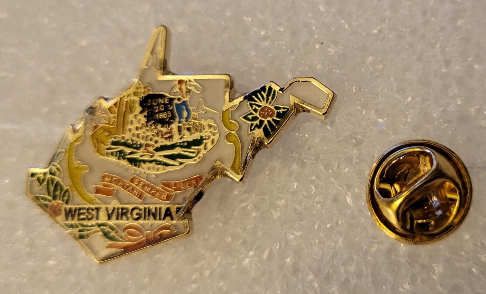 West Virginia State Flag Map lapel pin 
