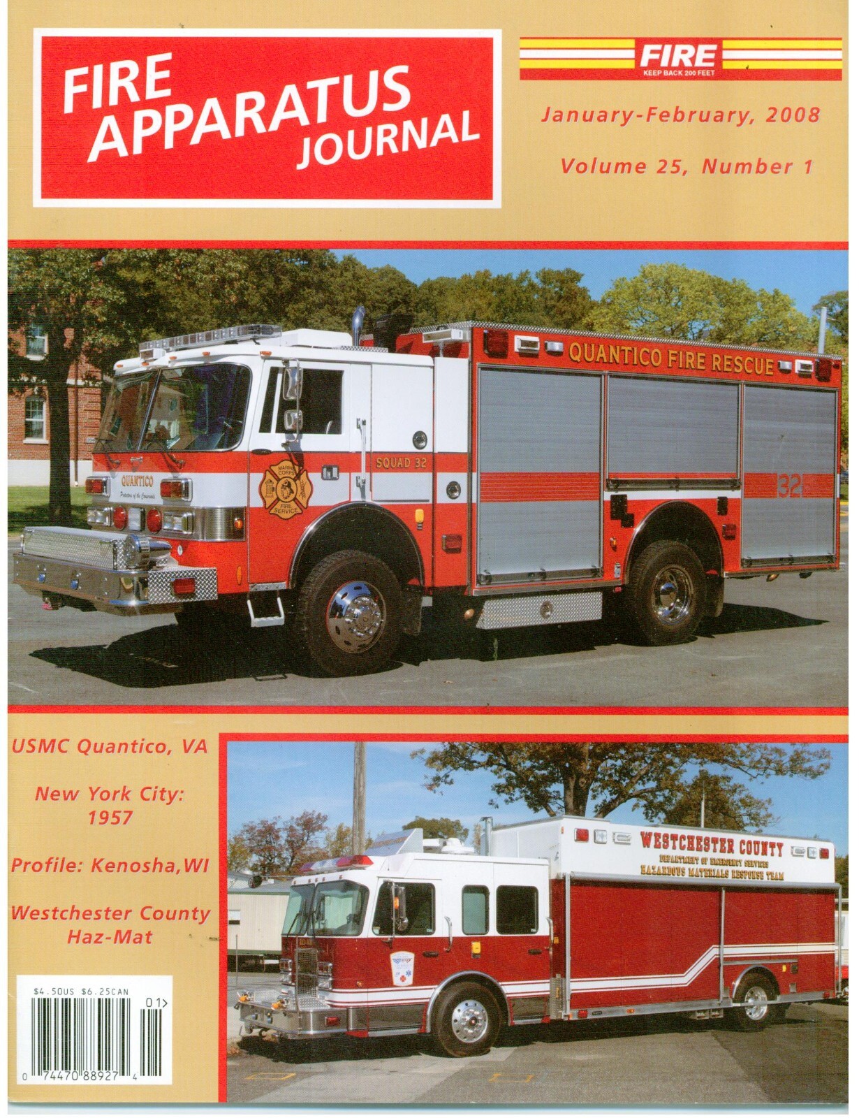 Kenosha, WI Fire Department Profile, US Marine Corp USMC Quantico FD, 1957 FDNY