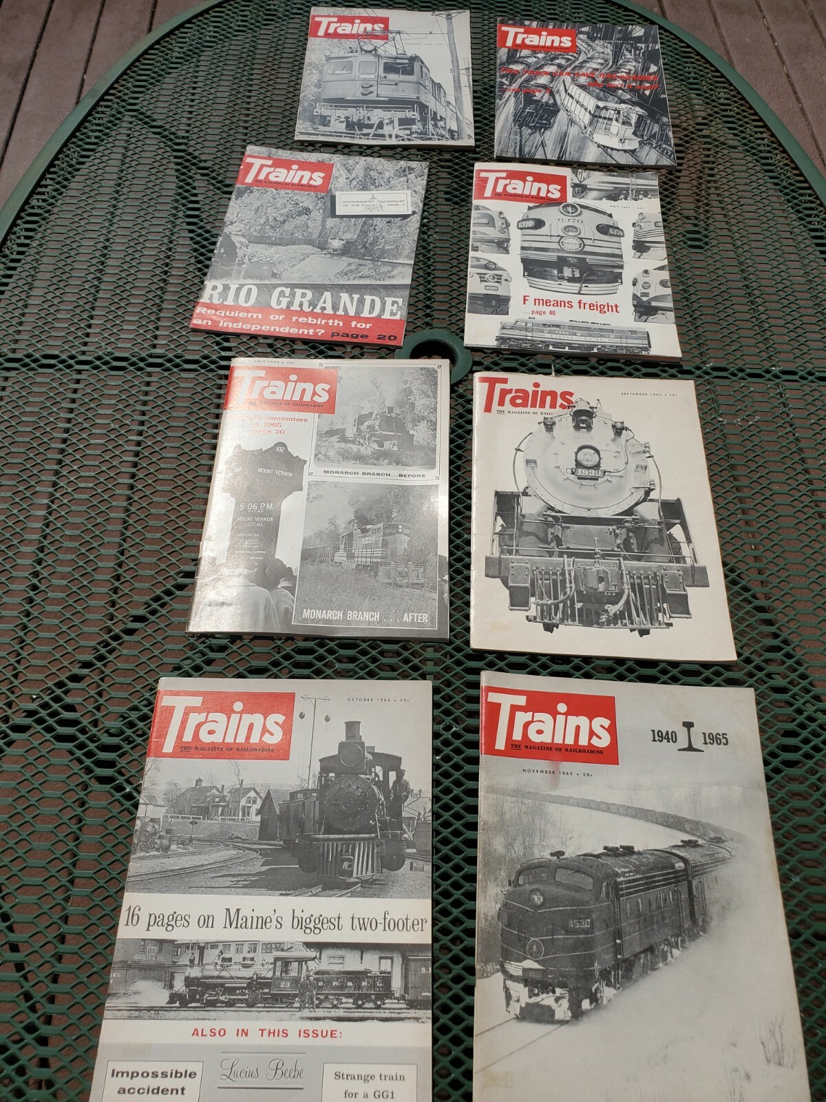 8 Issues of Trains Magazine 1965 - Feb., March, April, May, July, September, Oct