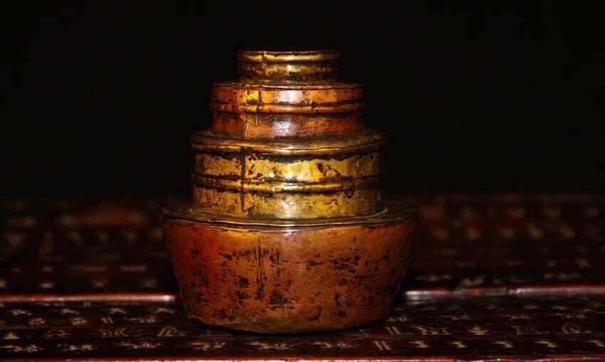 Real Rare Tibet 18th Century Old Antique Buddhist Alloy Copper Mandala Manza