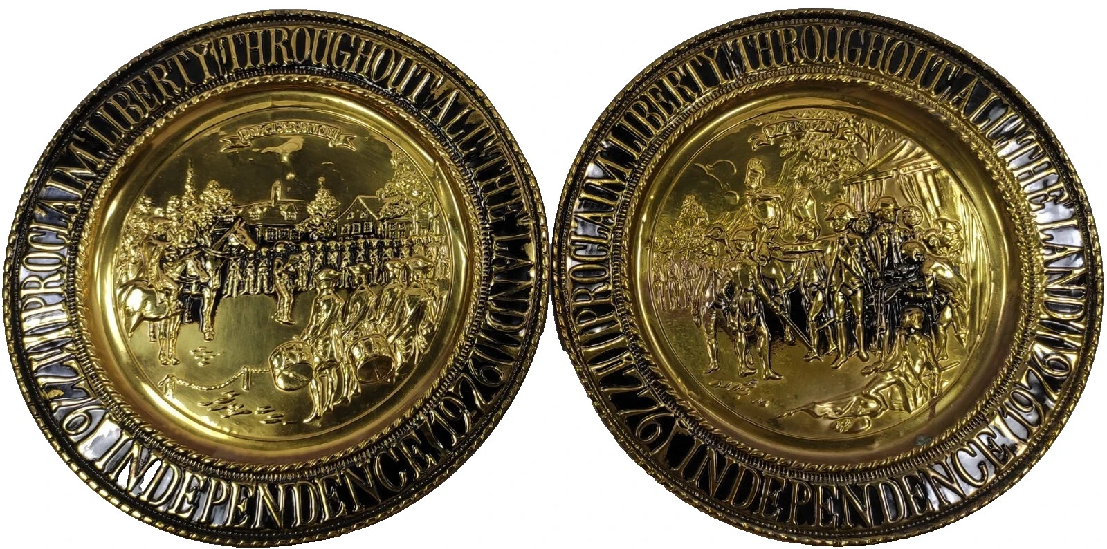 Vintage Wall Hanging Brass Plate Plaque Embossed Yorktown Independence UK Lot 2