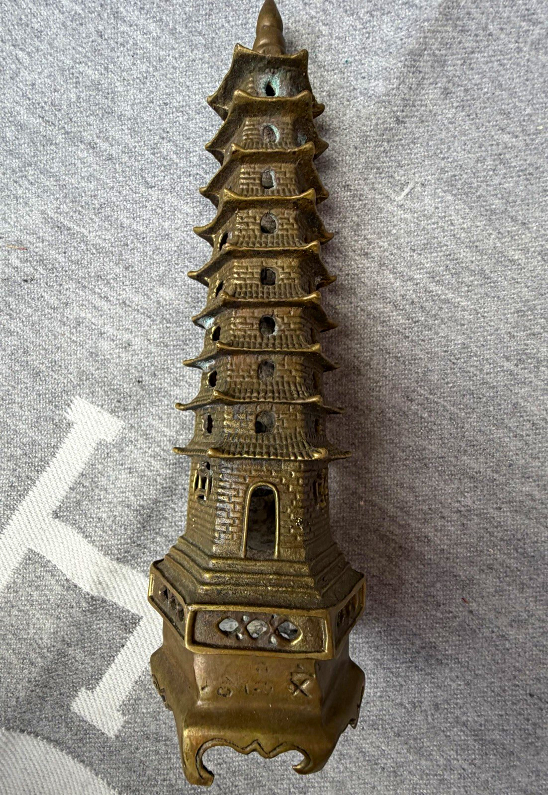Wow Vintage Brass Pagoda Tower Figurine Statue, Approx 9 in Tall