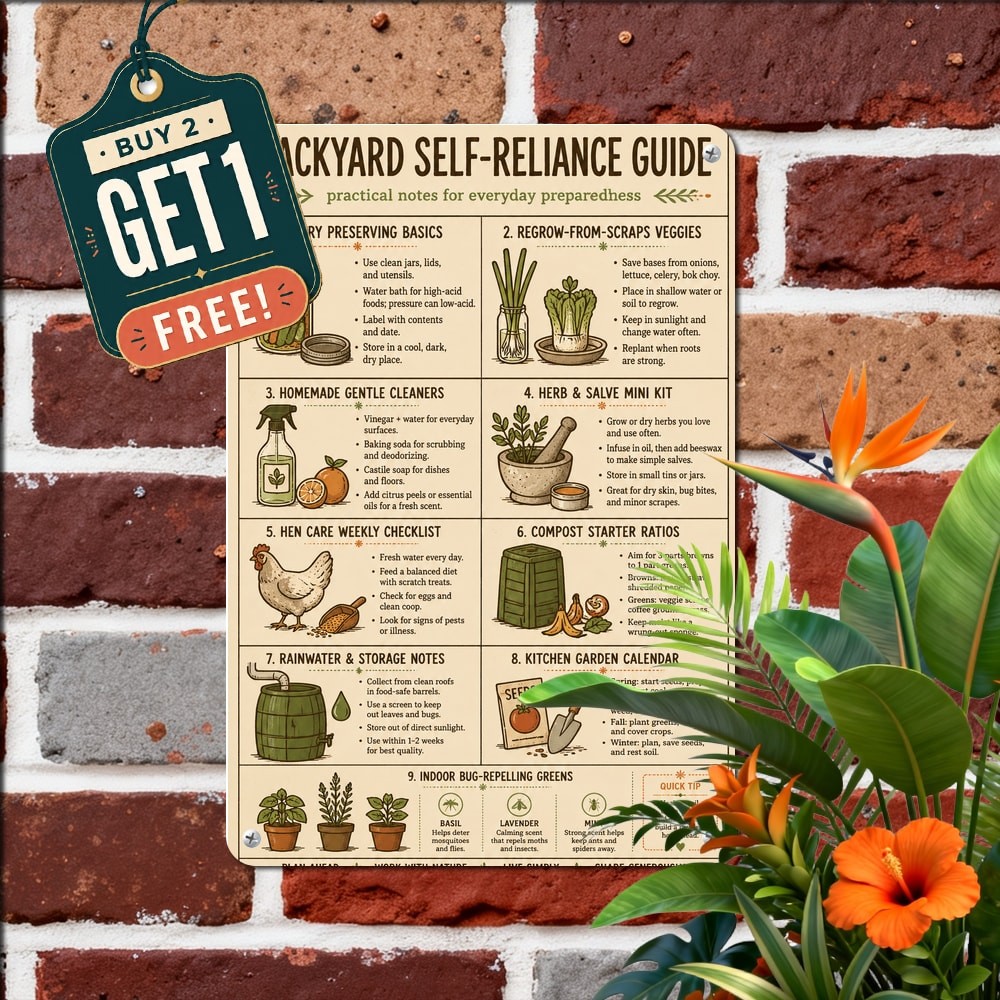 Rustic Kitchen Homesteading Knowledge Chart Vintage Metal Tin Sign Poster