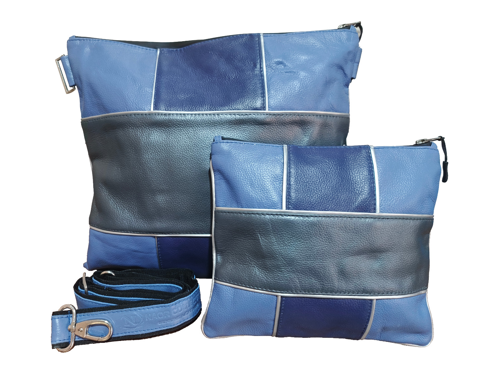 Real Cowhide Leather Water Proof Blue and Grey Tallit & Tefillin Bag Set of 2 Real Cowhide Leather Water Proof Blue and Grey Tallit & Tefillin Bag Set of 2