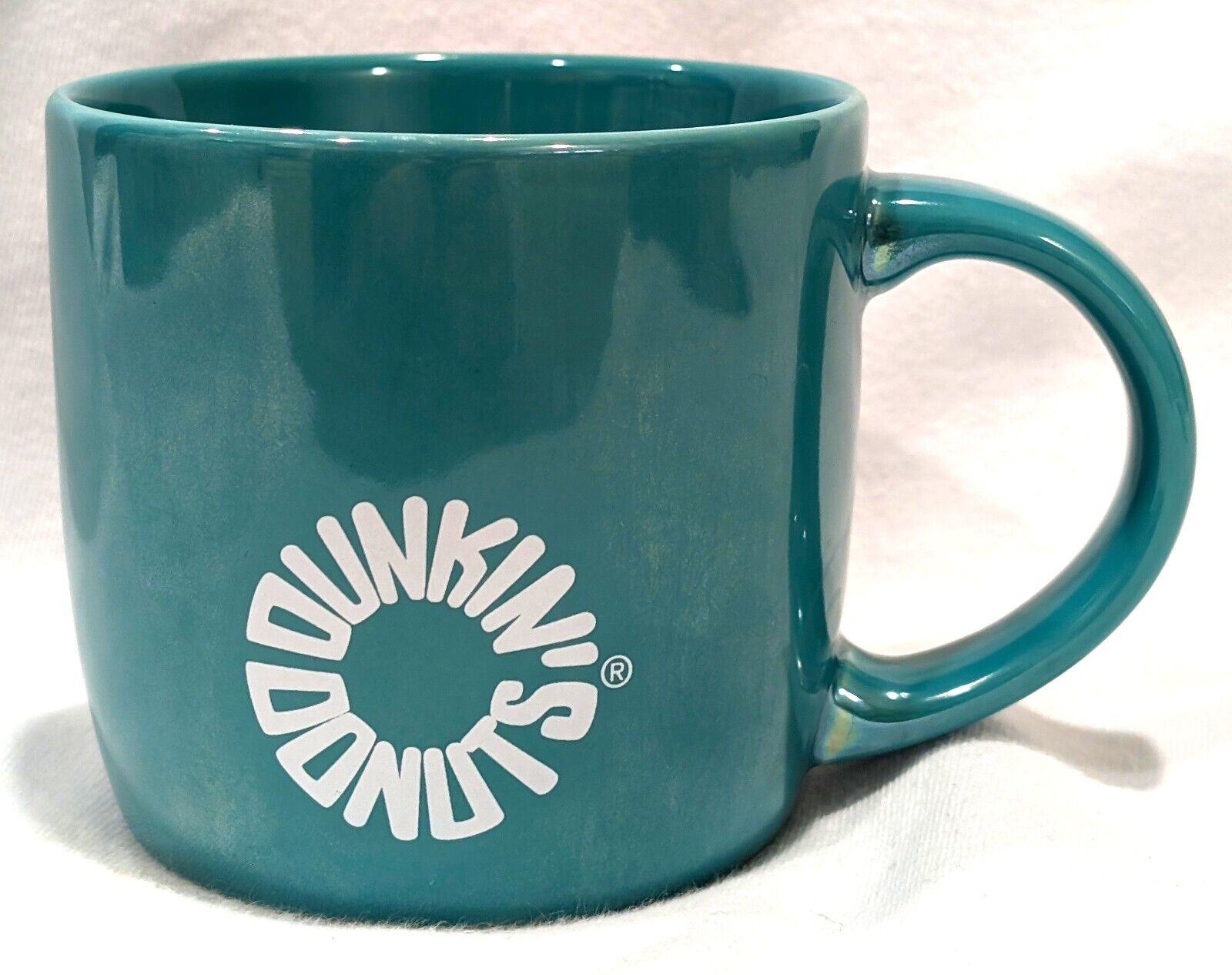 2014 Dunkin’ Donuts Turquoise Teal Circle Logo Metallic Dunkin Coffee Mug Cup