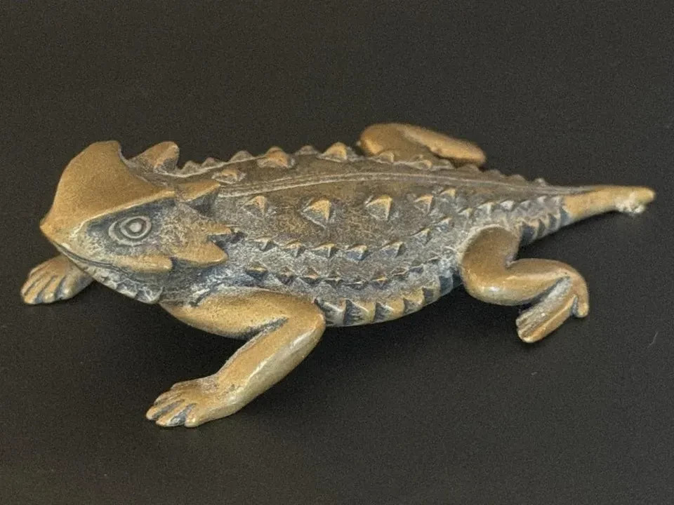 Vintage James Avery Bronze Horned Toad Lizard Paperweight Figurine - Retired