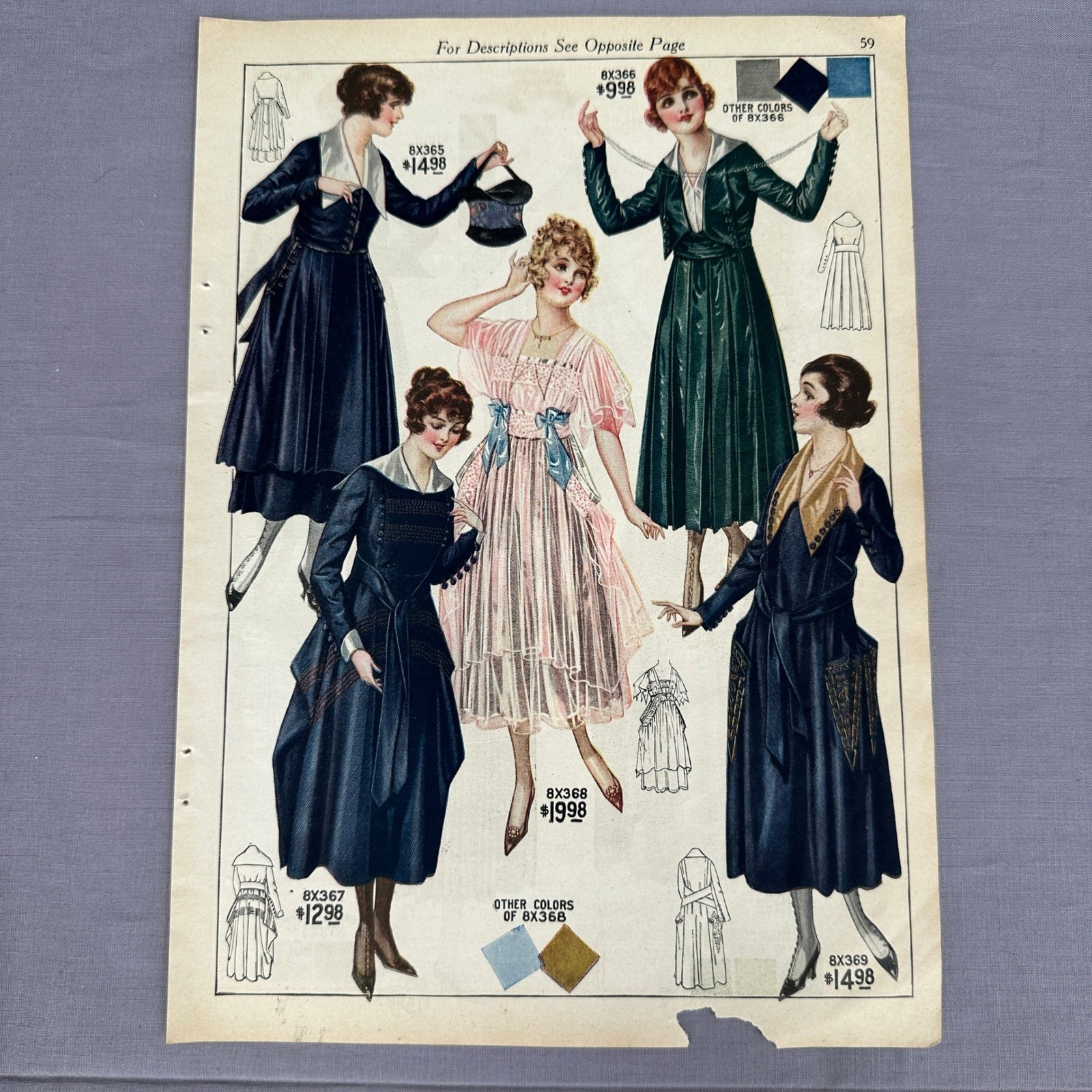 1917 Bellas Hess Fashion Catalog Pages Lot 10 Antique Womens Dresses Clothing