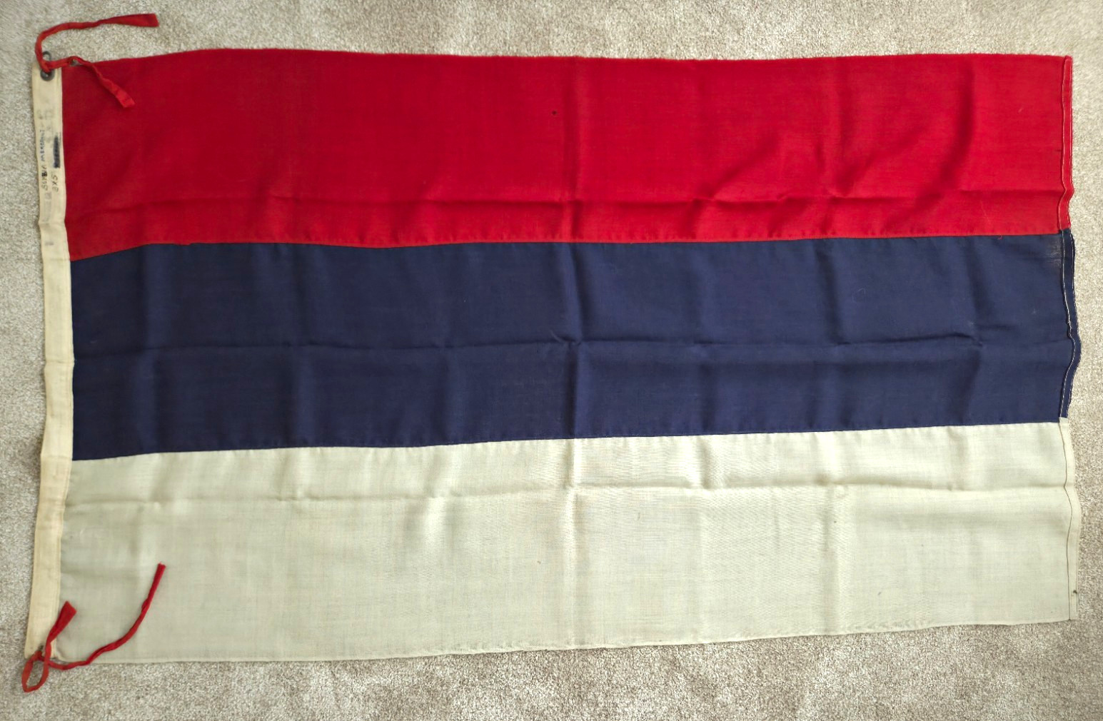 SERBIA FLAG RARE 1830-1918 ORIGINAL ANTIQUE TRIBAR PRE WW1 WOOL 3x5 ft NO ARMS SERBIA FLAG RARE 1830-1918 ORIGINAL ANTIQUE TRIBAR PRE WW1 WOOL 3x5 ft NO ARMS