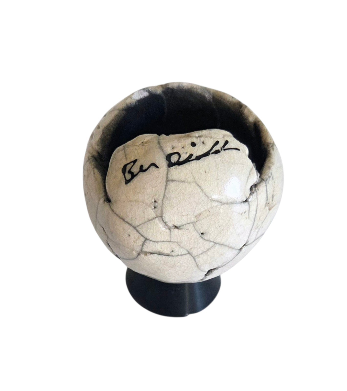 Ben Diller Raku Art Pottery Cracked Egg Turtle Shell Replacement Piece Signed