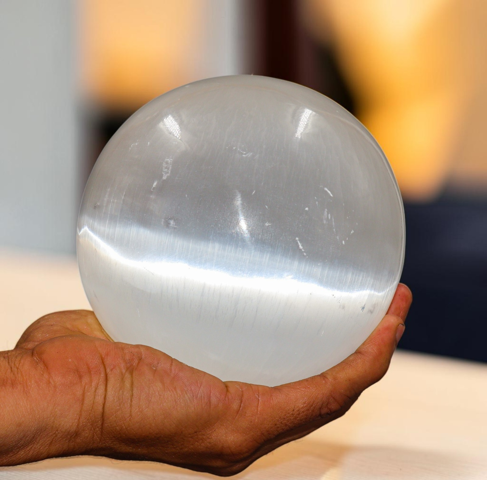 A+ 125mm White Selenite 2.2kg Large Crystal Satin Spar Healing Stone Ball