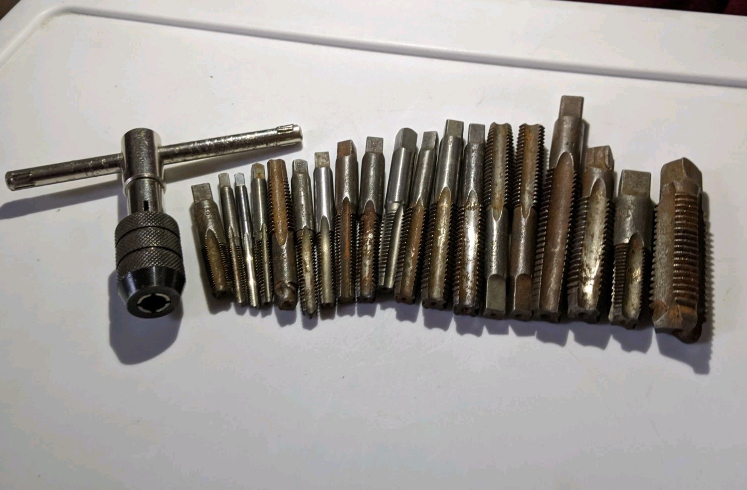 Vintage USA Machinist Tap Lot 20pc T Handle Wrench CPR Railroad VTD Bay State